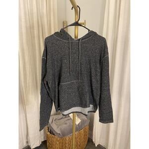 Women H&M HOODIE Top KANGA POCKET Sweatshirt Fleece Charcoal Gray S&P M Silver